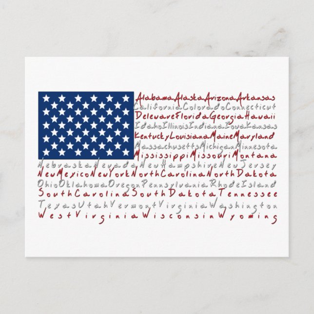Patriotic USA Flag all 50 States Postcard (Front)