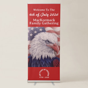 Patriotic USA Flag America 250 Years 1776 2026 Retractable Banner