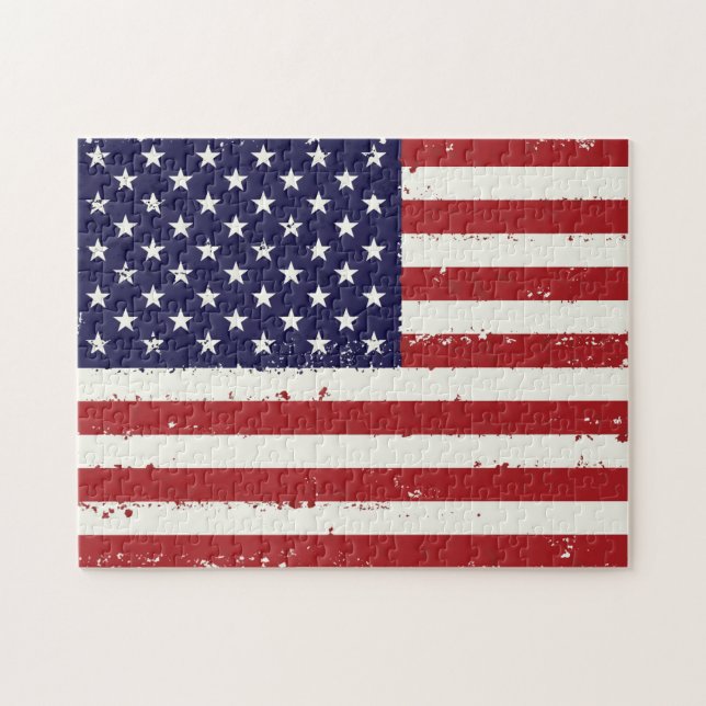 Patriotic USA Flag - American Flag Red White Blue Jigsaw Puzzle (Horizontal)