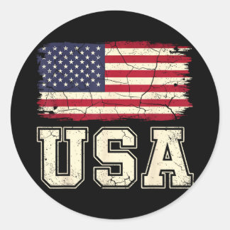 Patriotic usa flag american flag usa 4th of july P Classic Round Sticker