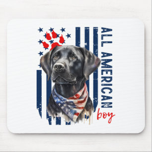 Patriotic Usa Flag Black Labrador All American Boy Mouse Mat