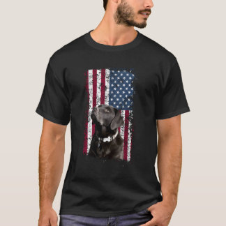 Patriotic Usa Flag Black Labrador T-Shirt For Lab