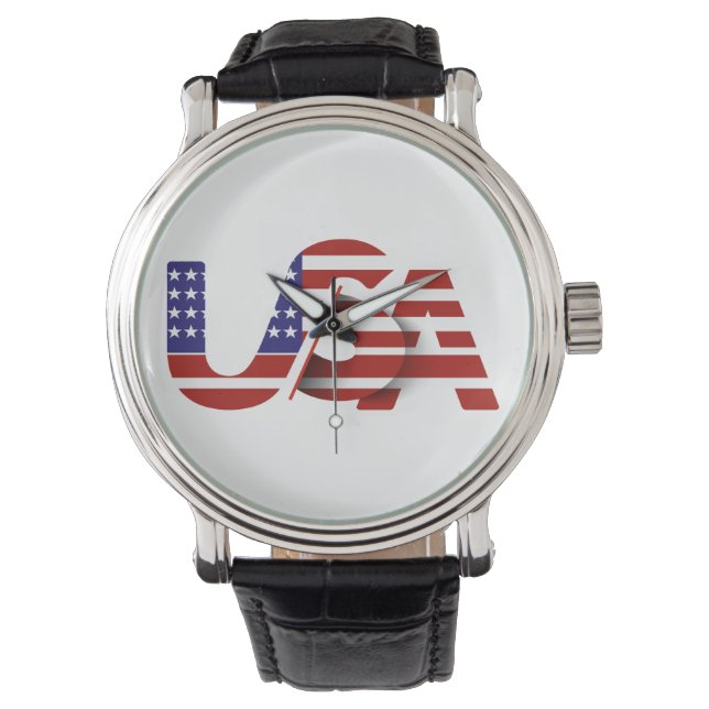 Patriotic USA Flag Clock | Modern American Watch (Front)