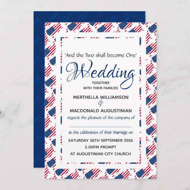 Patriotic | USA FLAG Custom Scripture | American Invitation (Front/Back)