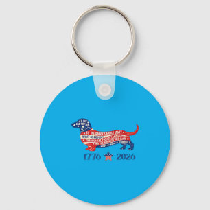 Patriotic Usa Flag Dachshund Weenie Wiener Dog Key Ring