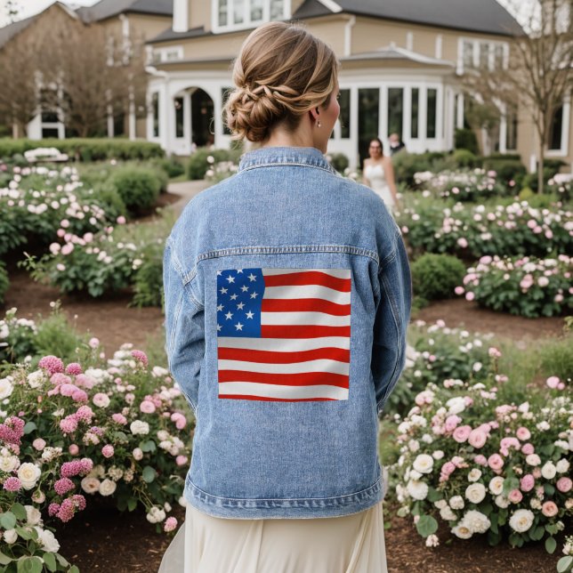 PATRIOTIC USA FLAG DENIM JACKET (Wedding Back)