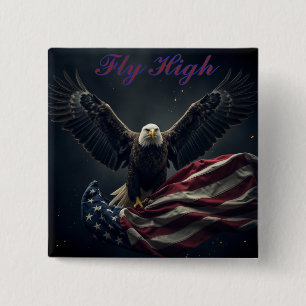 Patriotic USA Flag Eagle 15 Cm Square Badge