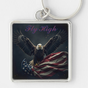 Patriotic USA Flag Eagle Key Ring