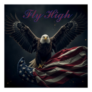 Patriotic USA Flag Eagle Poster