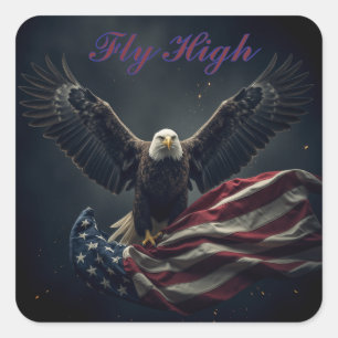Patriotic USA Flag Eagle Square Sticker