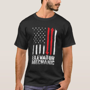 Patriotic USA Flag Elevator Mechanic Elevator Tech T-Shirt