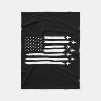 Patriotic Usa Flag Fighter Jets 4th Of July Jet Fleece Blanket