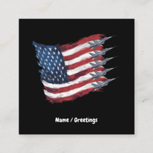 Patriotic USA Flag Fighter Jets 4th of July  Square Business Card