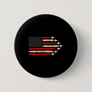 Patriotic Usa Flag Fighter Jets Aeroplane 4th Of J 6 Cm Round Badge