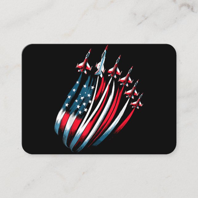 Patriotic USA Flag Fighter Jets Boys 4th of July Business Card (Front)