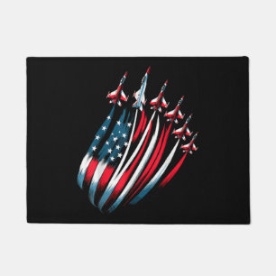 Patriotic USA Flag Fighter Jets Boys 4th of July Doormat