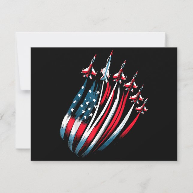 Patriotic USA Flag Fighter Jets Boys 4th of July  Holiday Card (Front)
