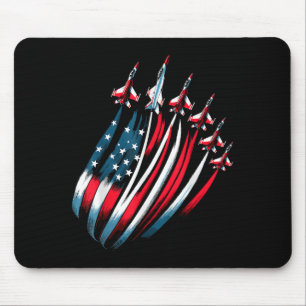 Patriotic USA Flag Fighter Jets Boys 4th of July Mouse Mat