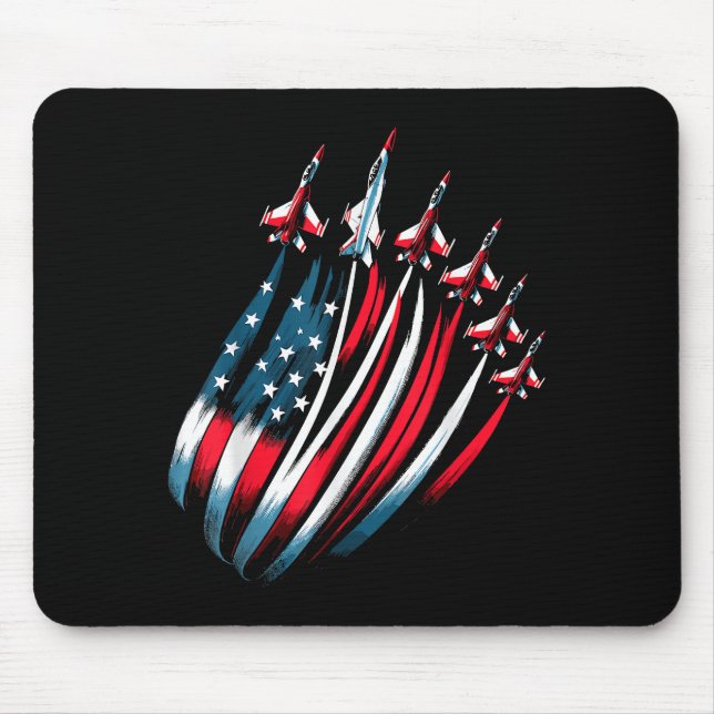 Patriotic USA Flag Fighter Jets Boys 4th of July  Mouse Mat (Front)