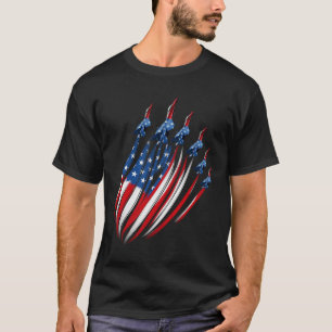 Patriotic USA Flag Fighter Jets Boys 4th of July T-Shirt
