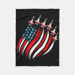 Patriotic Usa Flag Fighter Jets Boys Mens 4th Of J Fleece Blanket