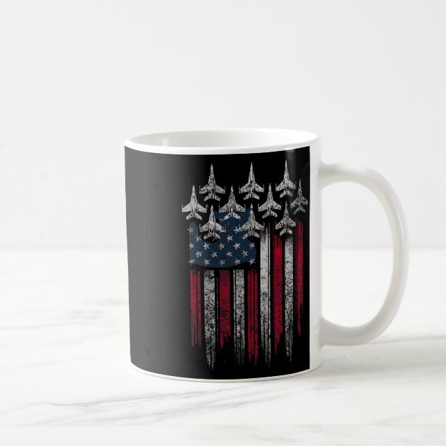 Patriotic Usa Flag Fighter Jets Lover 4th Of July  Coffee Mug (Right)