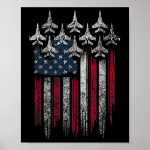 Patriotic Usa Flag Fighter Jets Lover 4th Of July Poster