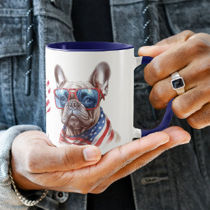 Patriotic USA Flag French Bulldog  Mug