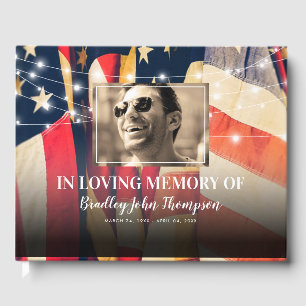 Patriotic USA Flag Funeral Memorial Guest Book