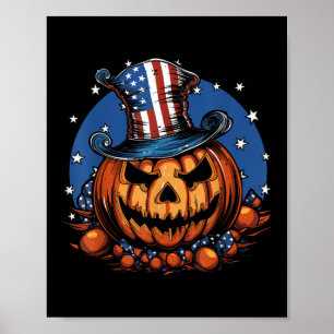 Patriotic USA Flag Halloween Pumpkin Poster