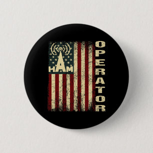Patriotic Usa Flag Ham Radio Amateur Radio Operato 6 Cm Round Badge