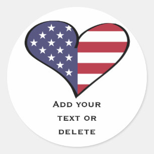 Patriotic USA Flag Heart Custom Party Favours Classic Round Sticker