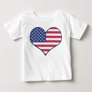 Patriotic USA Flag Heart Home of the Brave Baby T-Shirt
