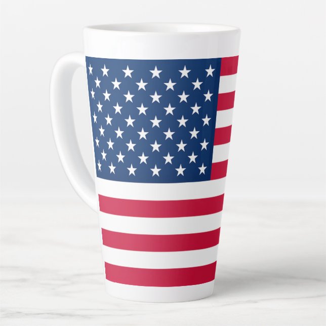 Patriotic USA Flag Latte Mug (Left Angle)