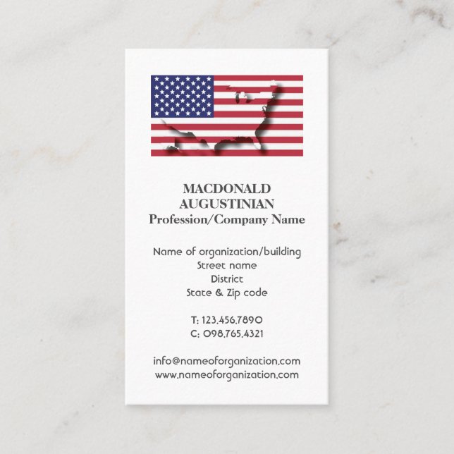 Patriotic | USA Flag | Photo Business Card (Front)
