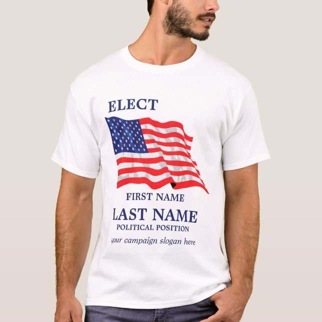 Patriotic USA Flag Political Campaign Custom T-Shirt (Front)