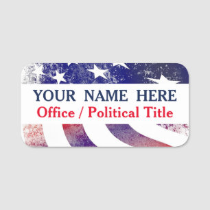 Patriotic USA Flag Political Campaign  Name Tag