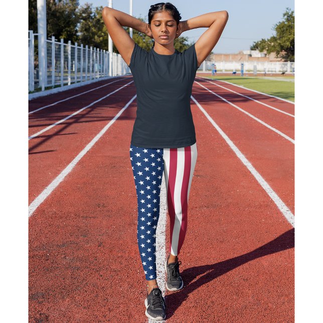 Patriotic USA Flag Red White Blue Stars Stripes Leggings (Patriotic USA Flag Red White Blue Stars Stripes Leggings)