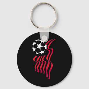 Patriotic Usa Flag Soccer Lover For Women Kids Men Key Ring