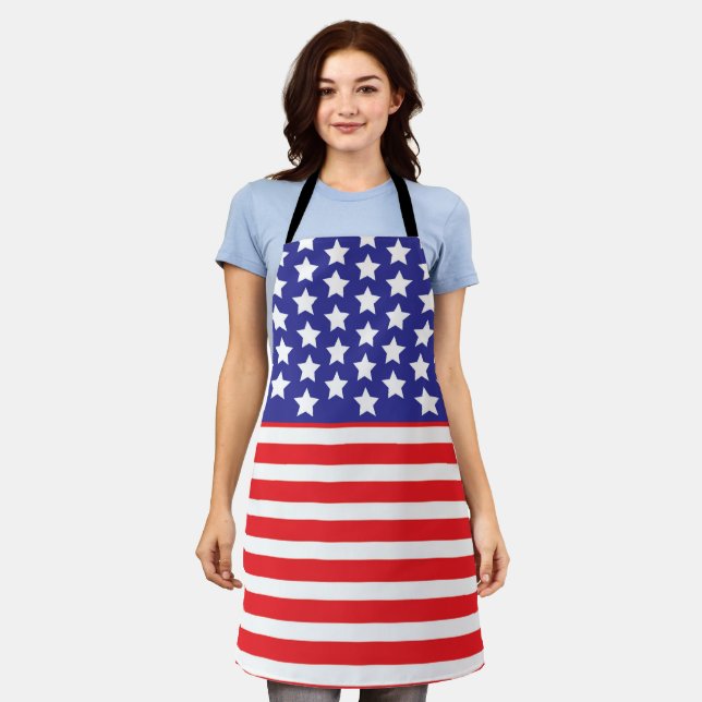 Patriotic USA flag Stars and Stripes American Apron (Worn)