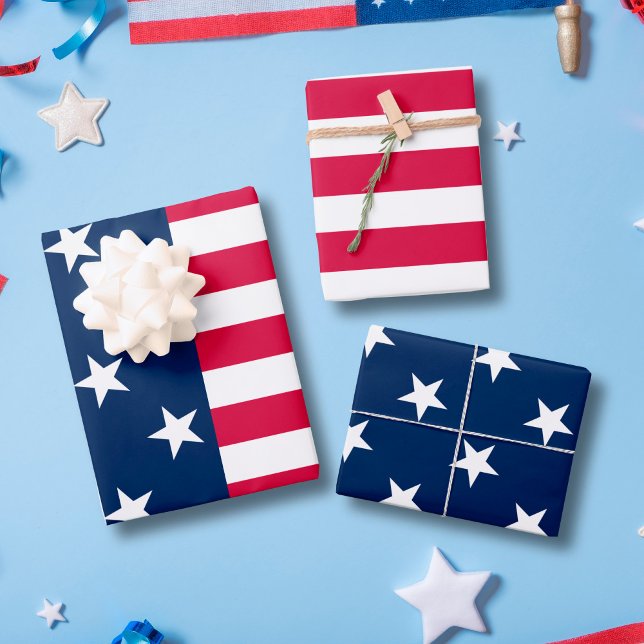 Patriotic USA flag stars and stripes american Wrapping Paper Sheet (Creator Uploaded)