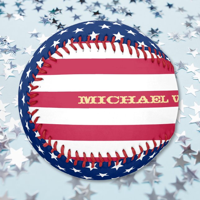 Patriotic USA Flag Stars Stripes Custom Name Cool Baseball (Patriotic USA Flag Stars Stripes Custom Name Cool Baseball)
