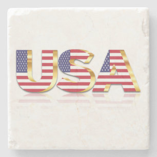 Patriotic USA Flag Stone Coaster