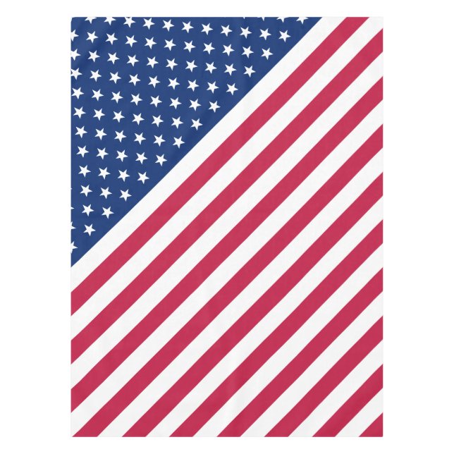 Patriotic USA Flag Stripes Stars Decor Tablecloth (Front)