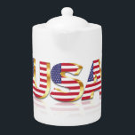 Patriotic USA Flag Teapot<br><div class="desc">USA Flag Teapots - United States of America - American Flag - Patriotic - Independence Day - July 4th - Customisable - Choose / Add Your Unique Text / Colour / Image - Make Your Special Teapot Gift - Resize and move or remove and add elements / image with Customisation...</div>