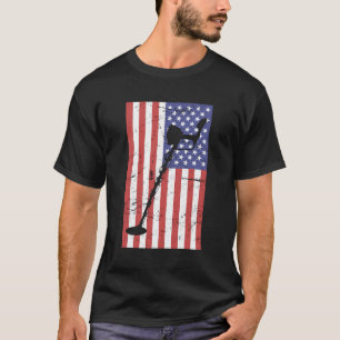 Patriotic Usa Flag Treasure Hunting Metal Detectin T-Shirt