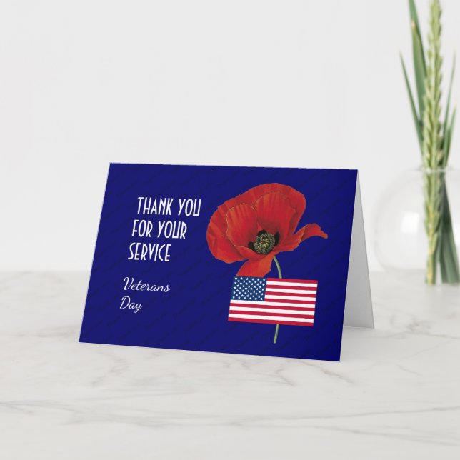 Patriotic | USA Flag | VETERANS DAY Thank You Card (Front)