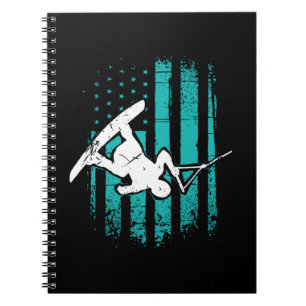 Patriotic USA Flag Wakeboarder Wakeboarding Notebook