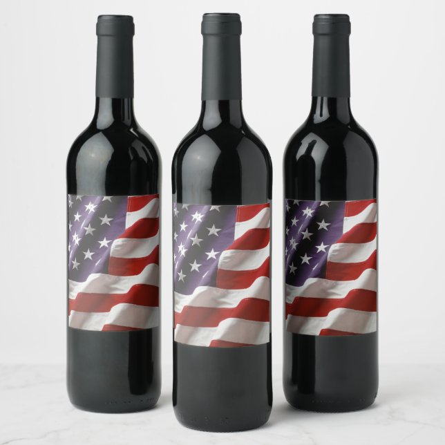 Patriotic USA Flag Wine Label (Bottles)
