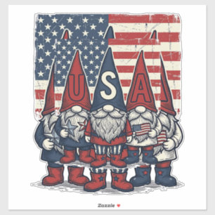 Patriotic USA Gnome Trio Vintage Vector Design_1
